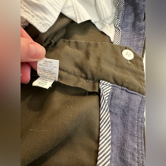 BANANA REPUBLIC Olive Green Cargo Shorts Cotton Linen Blends 5” Inseam Army Grn - Picture 3 of 7